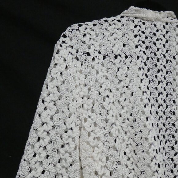 SOUTHERN LADY | medium | Cream Crochet Open Front 3/4 Sleeve Cardigan - Picture 12 of 16